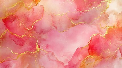 Abstract rose blush liquid watercolor with golden lines and subtle stains, perfect for luxury designs or artistic backgrounds.