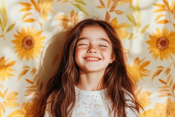 Fototapeta premium Joyful Girl Smiling in Sunlight