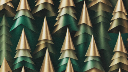 Abstract Christmas Tree Design with Grainy Gold and Green Gradient Perfect for Holiday Cards, Seasonal Decor, Ads, and Festive Branding Modern Geometric Yuletide Art