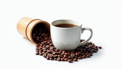 Naklejka premium Coffee and Grinded Coffee Beans Concept