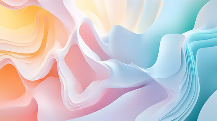 Obraz premium Abstract 3D wavy background with a multicolored pastel palette, showcasing aesthetic design -