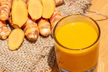 Turmeric Juice Decorated With turmeric Fruit