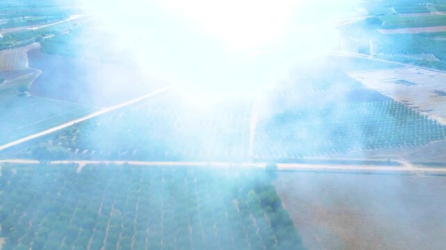 Burning Grass in Large Field