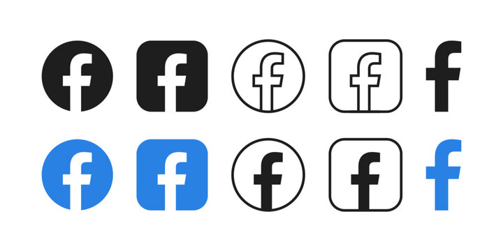 Facebook social media app logo collection vector