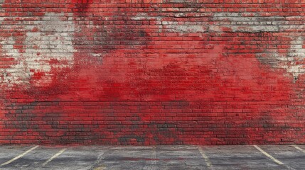 Obraz premium Grungy urban brick wall and empty street, perfect for showcasing streetwear fashion or industrial-themed visuals.