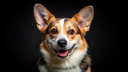 Portrait of a Smiling Dog Welsh Corgi Pembroke