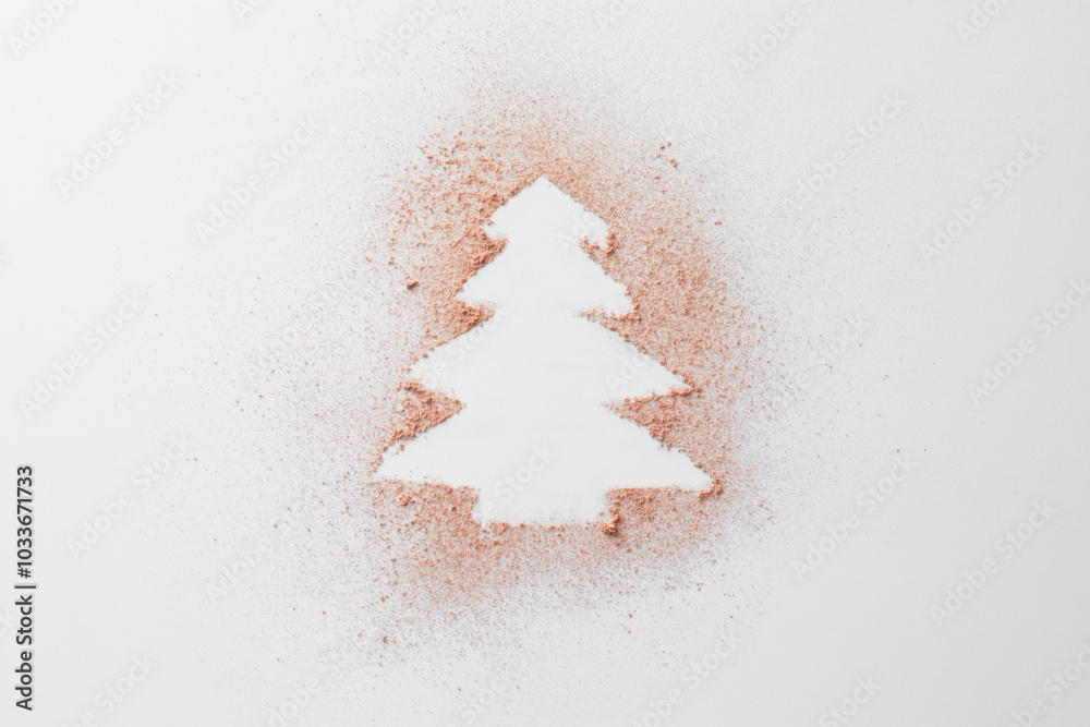 Canvas Prints Christmas tree made of powder on white background, top view