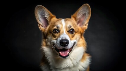 Portrait of a Smiling Dog Welsh Corgi Pembroke