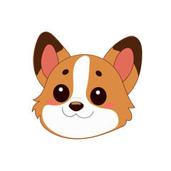 Corgi Dog Puppy Character Icon. Funny Cute Domestic Dog Animal Cartoon Doodle Element. Small Kawaii Fluffy Home Mascot. Positive Childish Decoration Symbol.