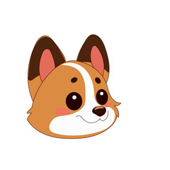 Corgi Dog Puppy Character Icon. Funny Cute Domestic Dog Animal Cartoon Doodle Element. Small Kawaii Fluffy Home Mascot. Positive Childish Decoration Symbol.