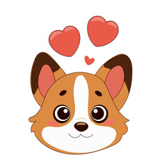 Corgi Dog Puppy Character Icon. Funny Cute Domestic Dog Animal Cartoon Doodle Element. Small Kawaii Fluffy Home Mascot. Positive Childish Decoration Symbol.