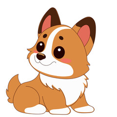 Corgi Dog Puppy Character Icon. Funny Cute Domestic Dog Animal Cartoon Doodle Element. Small Kawaii Fluffy Home Mascot. Positive Childish Decoration Symbol.