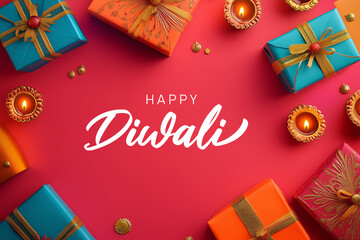 Diwali Gifts with Diyas and Bright Decorations