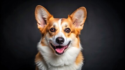 Portrait of a Smiling Dog Welsh Corgi Pembroke