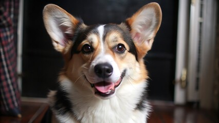 Obraz premium Portrait of a Smiling Dog Welsh Corgi Pembroke