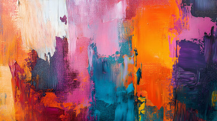 Fototapeta premium Colorful abstract oil painting with expressive brush strokes and vibrant hues on a canvas. -