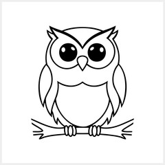 Doodle owl icon isolated. Animal art. Coloring page book. Sketch vector stock illustration