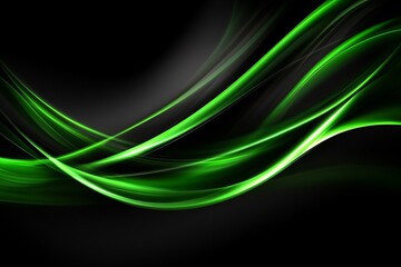 Abstract Green Lines on Black Background: Digital Art