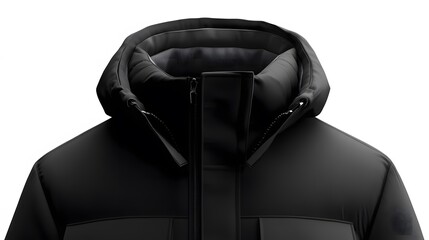 Naklejka premium Black winter jacket isolated on white background.
