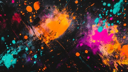 Colorful abstract art with splashes and splatters, vibrant background