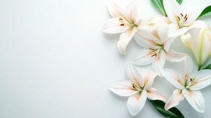 Obraz premium Elegant White Lilies on a White Background