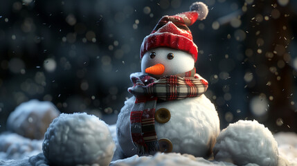 Fototapeta premium snowman on the snow
