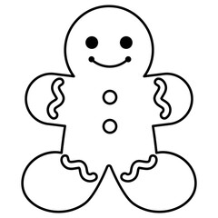 smiling gingerbread man outline illustration