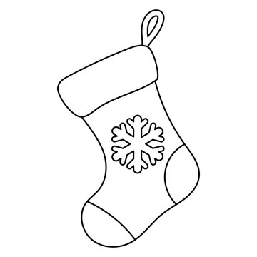 recommend clip art: christmas sock with snowflake pattern outline illustration