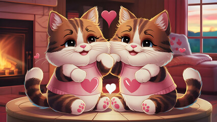 Fototapeta premium Cats in love lover cats cat couple 