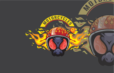 Fiery Motorcycle Helmet Logo Design with Flames