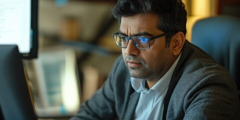Fototapeta premium Businessman at a Computer
