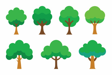 Set of tree vector Clipart on white background