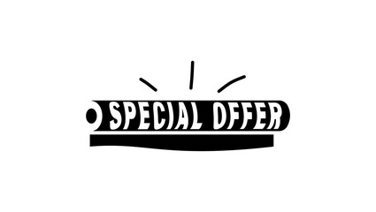 special offer emblem, black isolated silhouette
