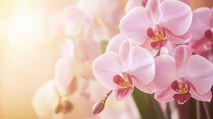 Obraz premium Elegant Pink Orchids with Soft Background Lighting