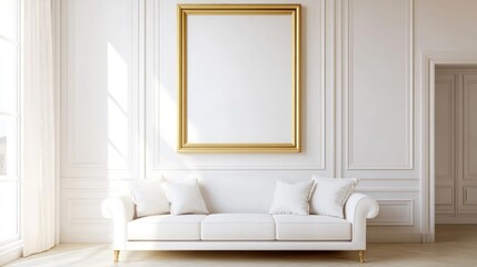 Fototapeta premium Elegant Living Room with a Gold Frame