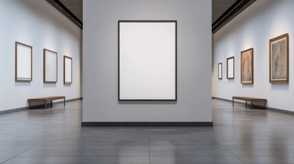 Fototapeta premium Gallery Interior with Blank Canvas