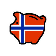 Flag of piggy bank icon