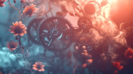 Clockwork and floral bonus round transitions with steam effects