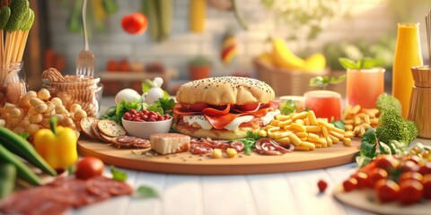 A Colorful Feast: Discover a Gourmet Sandwich and Fresh Ingredients for a Delicious Dining Experience