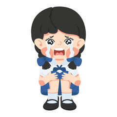 Obraz premium cute sad Crying girl sitting alone