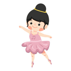 Fototapeta premium Cute Ballerina Girl Dancing cartoon