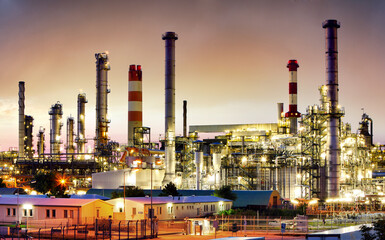 Oil​ refinery​ and​ plant and tower column of Petrochemistry industry in oil​ and​ gas​...