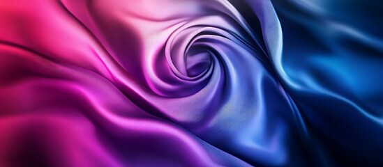Fototapeta premium Abstract swirl of pink, purple, and blue satin fabric.