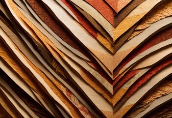 Naklejka premium close intricate layered paper textures showcasing detailed patterns unique designs natural light, artistic, layers, surface, decorative, handmade, craft