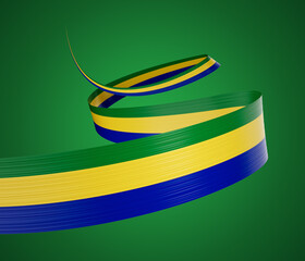 3d Flag Of Gabon 3d Waving Ribbon Flag Isolated On Green Background, 3d illustration