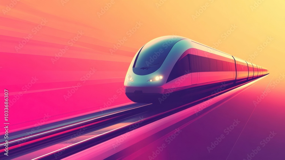 Aufkleber a sleek train icon travels effortlessly along smooth tracks, illuminated by bright colors in a dynam