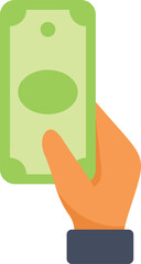 Hand holding a banknote, depicting financial transactions and payment for services