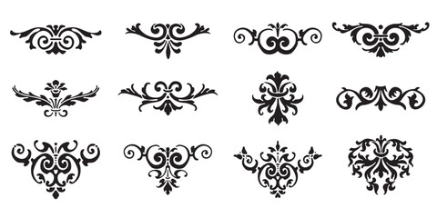 Set of decorative dividers elements. Vintage calligraphy collection