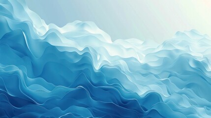 Obraz premium Captivating Aquamarine Waves in an Ethereal Fluid Landscape A serene and mesmerizing abstract design featuring swirling flowing patterns and soft