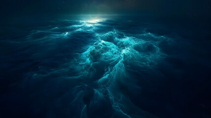 Fototapeta premium Mystical ocean waves under moonlight.